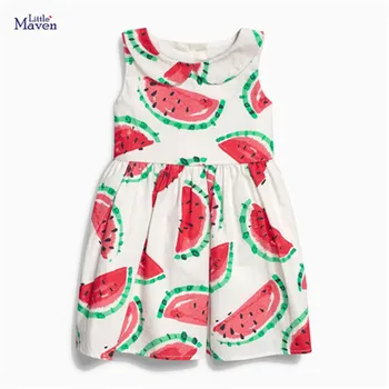 

Little Maven 2020 Summer sleeveless Kids Girls Clothes Children kids girl Turn-down collar Watermelon dress Dresses 2-7 Years