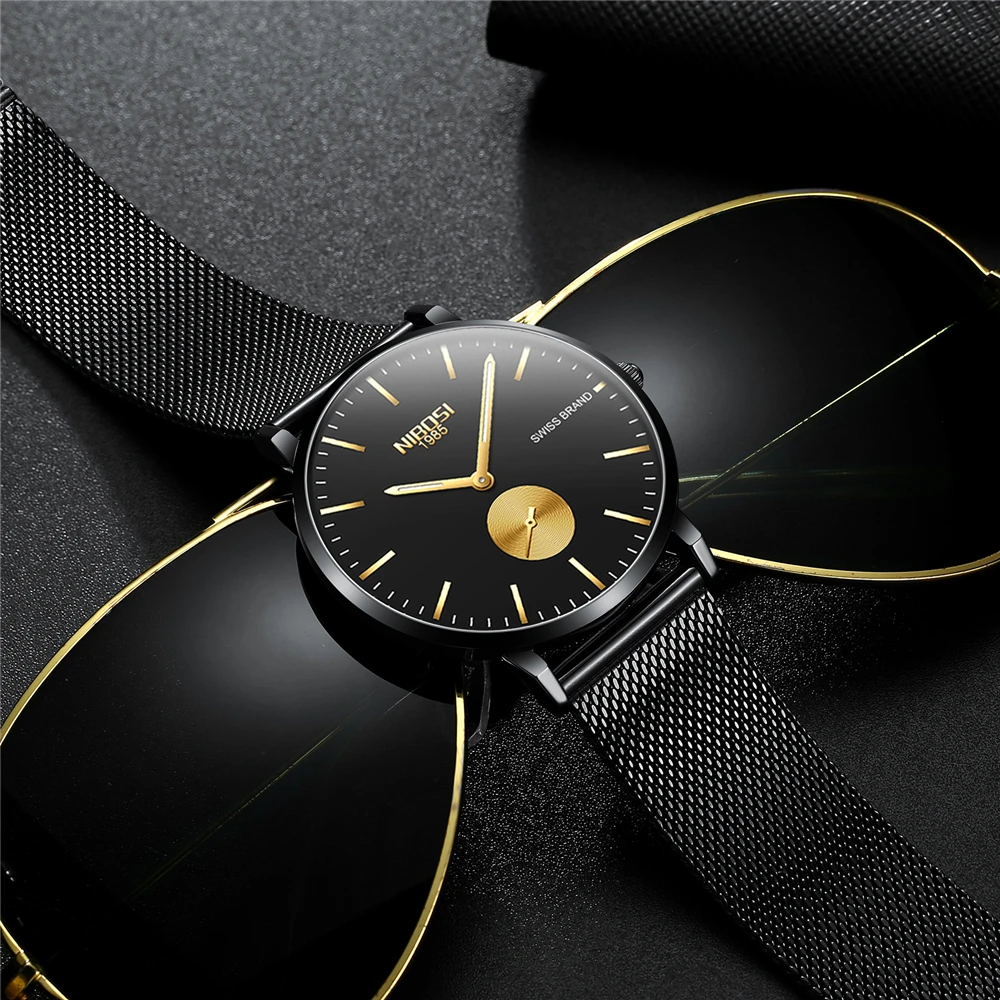 Мужские швейцарские часы часы мужские NIBOSI мужские часы Relogio Masculino модные топ брендовые Роскошные Кварцевые часы мужские повседневные ультратонкие сетчатые водонепроницаемые простые часы