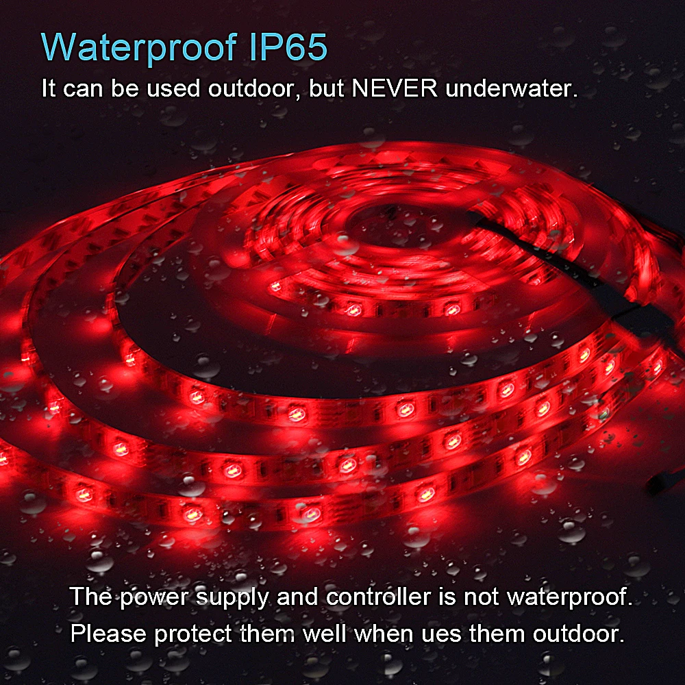 RGB Led Strip Light 5050 5M 300LEDs Водонепроницаемая гибкая светодиодная лента Ledstrip 12V Диодная подсветка ленты с Wi-Fi Пульт дистанционного управления