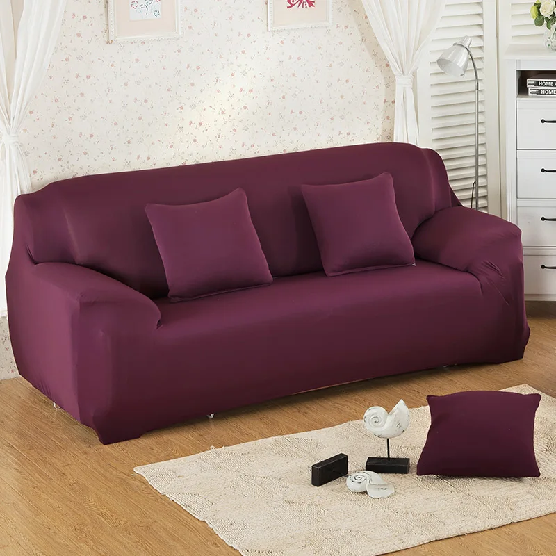 solid color Sofa Cover Set Couch Cover Elastic Corner Sofa Covers for Living Room Stretch L Shaped Chaise Longue Slipcover - Цвет: bean paste