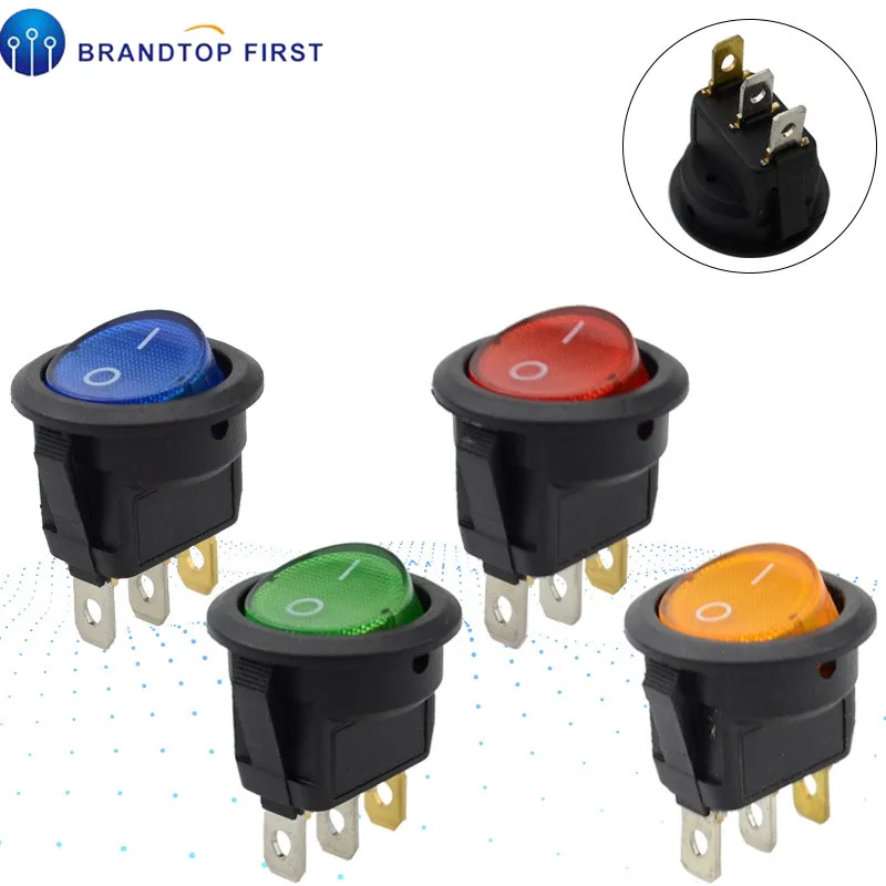 2 шт. Car12V 220V Круглый Рокер Dot лодка светодиодный светильник тумблер SPST
