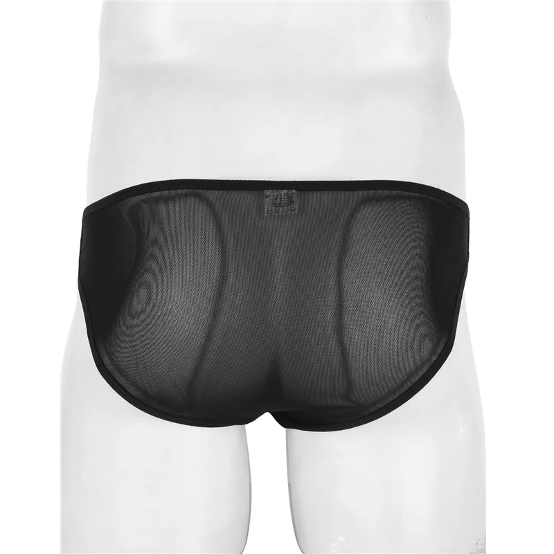 Mens Sissy Mesh See Through Sheer Lingerie Low Waist Breathable Bulge Pouch G-String Bikini Briefs Underwear Male Sexy Panties
