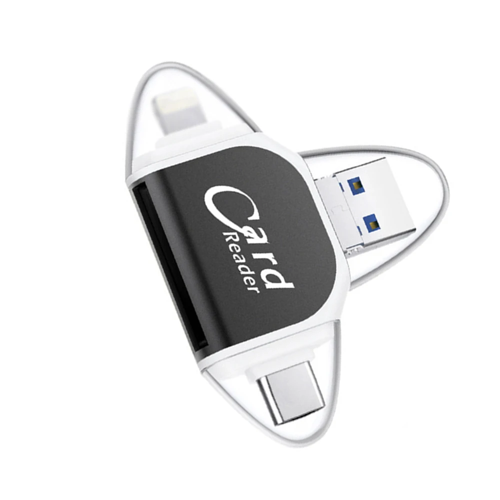 4 в 1 металлический кард-ридер Тип C/Micro-USB/Usb Tf Sd для Ipad для Iphone X 7 8 Plus 5 6 6 S, устройство для чтения карт памяти для samsung S8+ S6