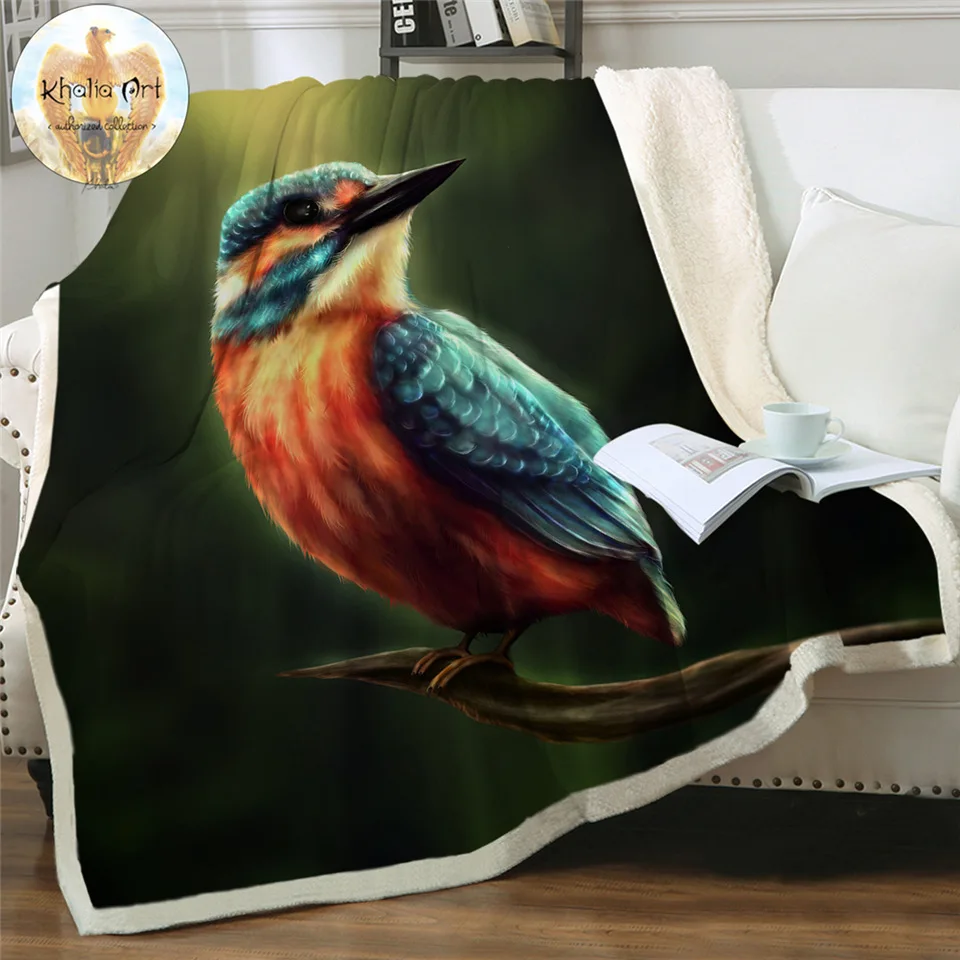 Kingfisher by Khalia художественное покрывало для кровати яркое 3D принтованное шерпа