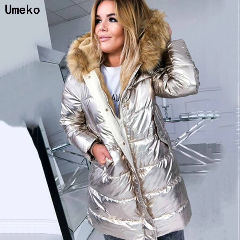 Umeko Женская парка, зимние пальто, длинные хлопковые повседневные меховые куртки с капюшоном, женские толстые теплые зимние парки, Женское пальто