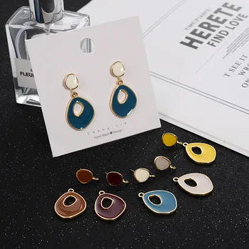 

New style 40pcs/lot alloy drop oil geometry irregular water drop shape metal floating locket charm diy jewelry earring accessory