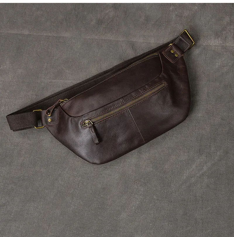 PNDME Модные Винтажные мужские нагрудные сумки из натуральной кожи высокого качества из воловьей кожи повседневные большие сумки на плечо многофункциональный поясной пакет - Цвет: Coffee