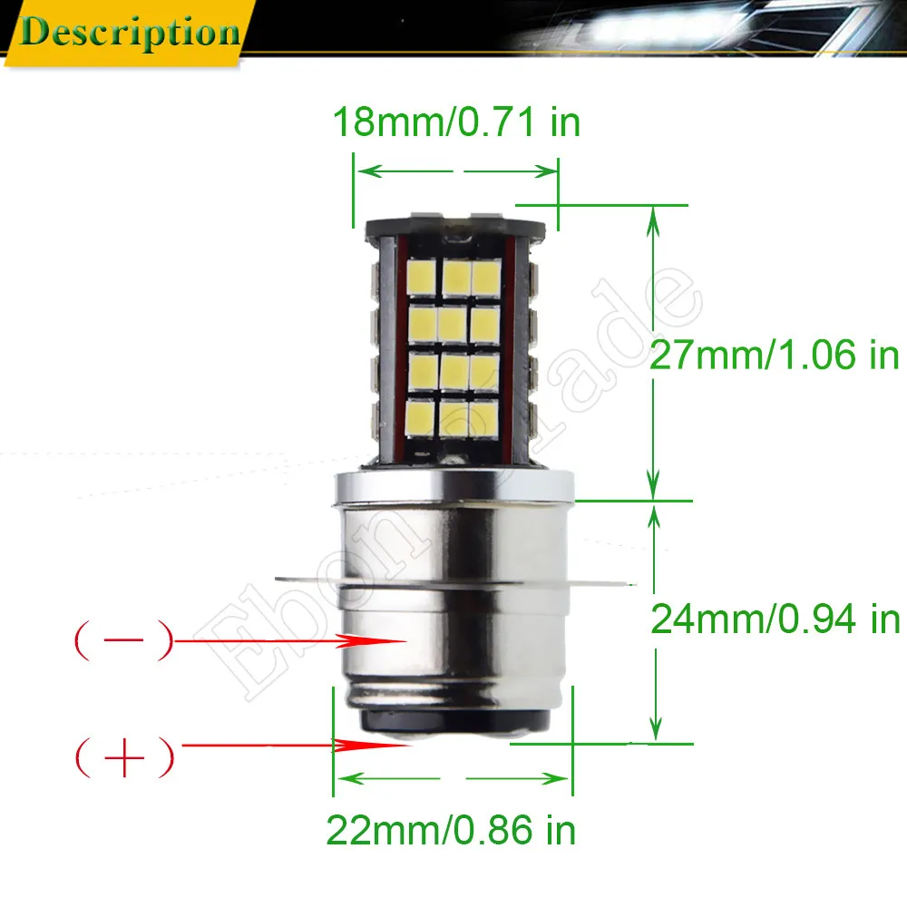 2 шт., светодиодный головной светильник для мотоцикла, лампы P36D 2835 56SMD для мотоцикла, передний головной светильник с высоким и низким лучом, белый, 6000 K, 6 в, 12 В, 24 В, 30 в