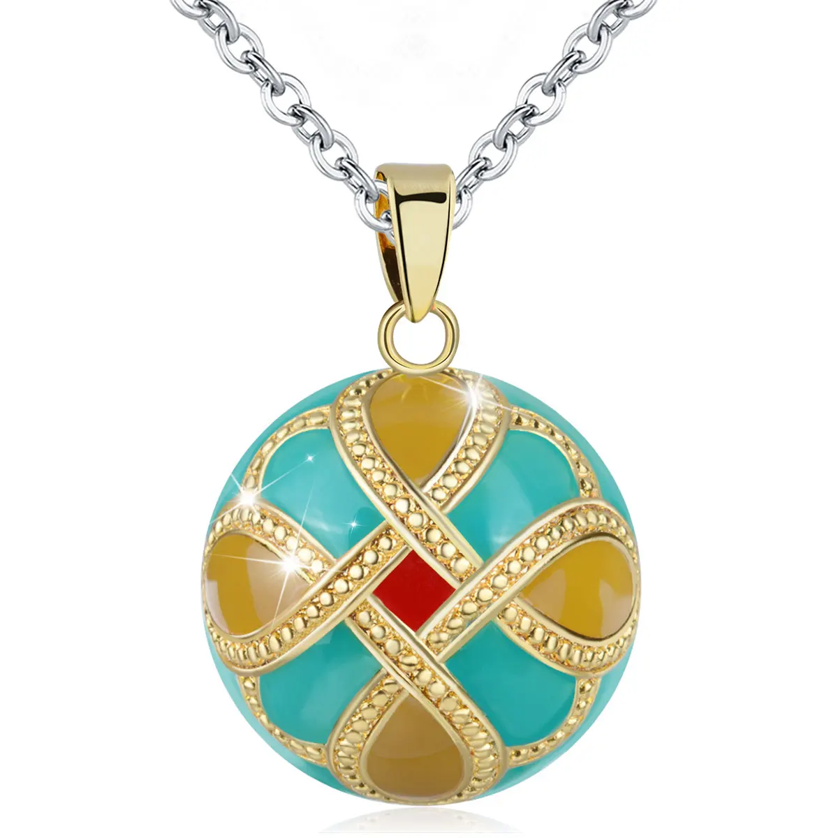 Eudora 1 pc colorful Harmony bola ball Pendant Necklace with Link Chain Pregnancy Ball Jewelry Chime Bola women Jewelry Mom Gift 4