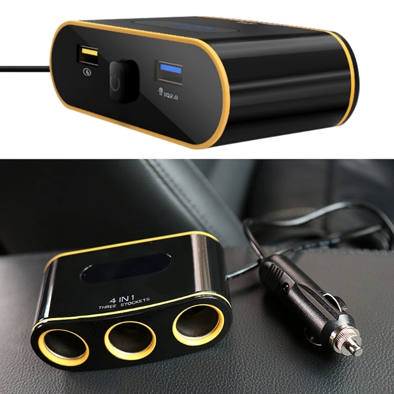 

QC 3.0 Universal Car USB Cigarette Lighter Socket Splitter Voltmeter 12V 24V Power Adapter For Cell Phone GPS