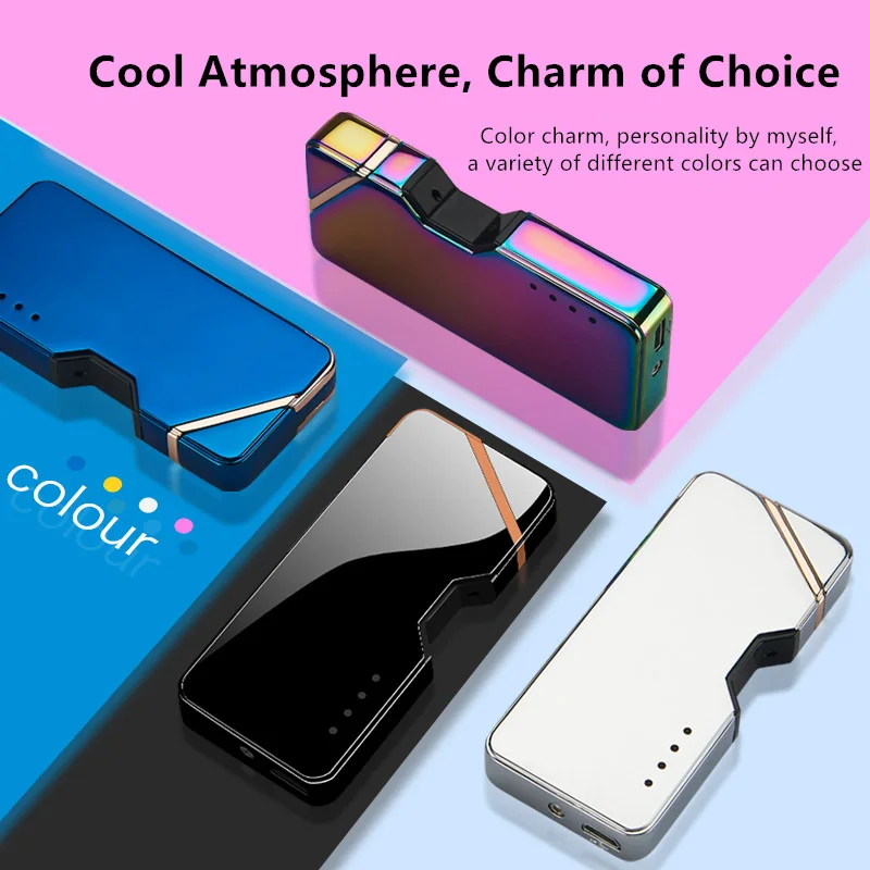 Dual ARC Cool Electric Lighter Flameless Windproof Plasma USB Rechargeable Cigarette Disposable Induction Lighters Men's Gadgets