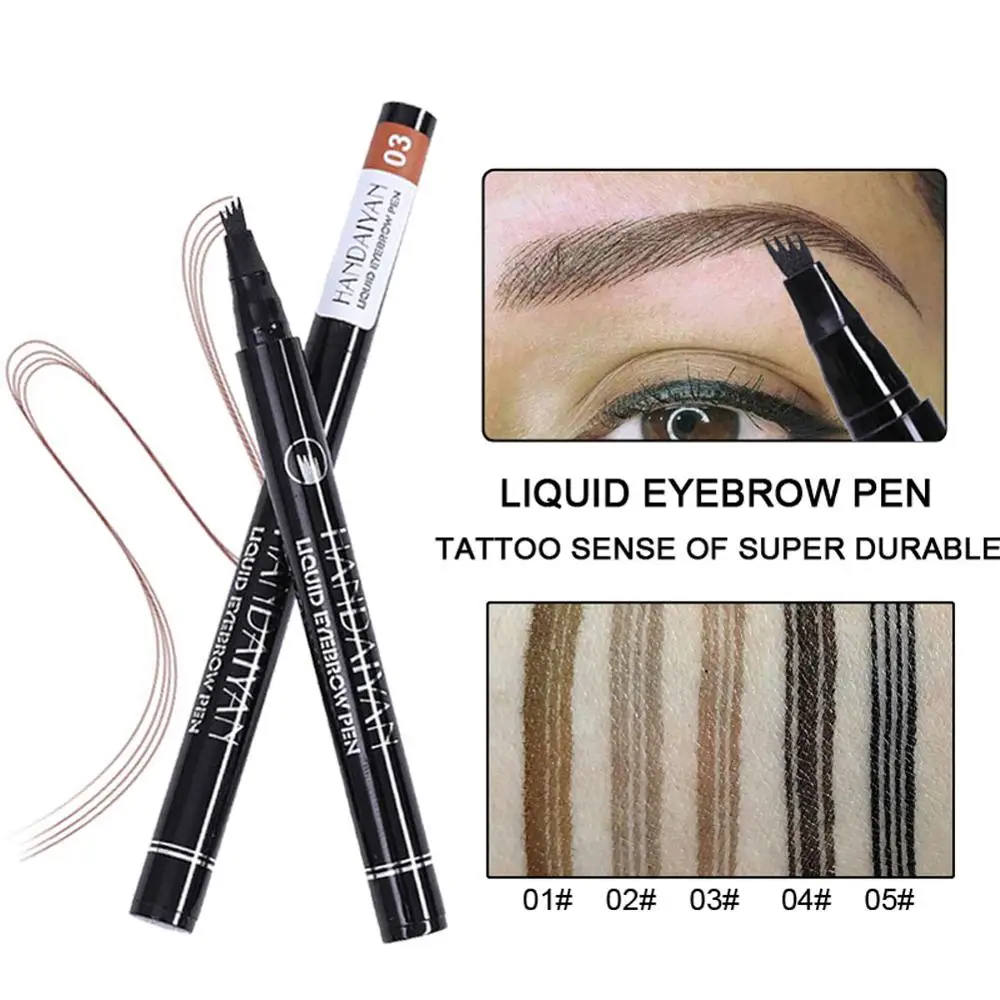 Жидкий карандаш для бровей с четырьмя головками Eye Brow Enhancer, водостойкая, устойчивая к поту, ручка для татуировки бровей с четырьмя когтями, долговечная, MKXJ