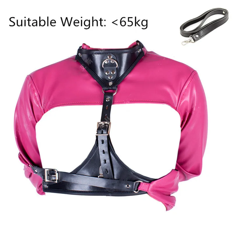 Pink With Chain Сексуальное женское белье с ошейник, оковы и наручники для бандаж для рук, скрещенные до БДСМ ролевых игр, женский сексуальный рабский эротический костюм - Color: Pink With Chain