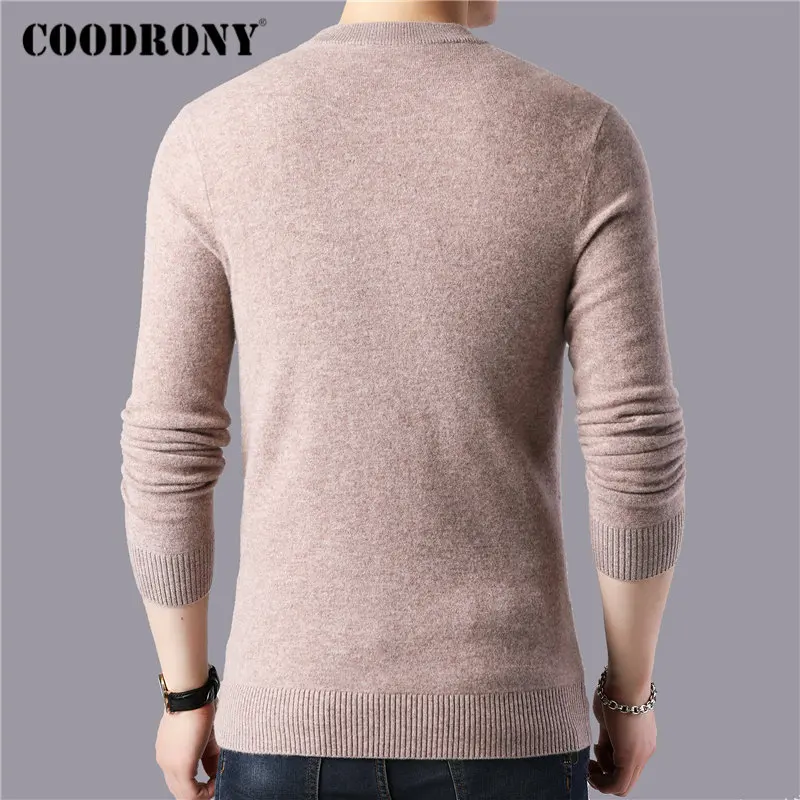 COODRONY Brand 100% Merino Wool Sweater Men Fashion Plaid Pull Homme Winter Thick Warm Soft Cashmere Sweaters Pullover Men 93047