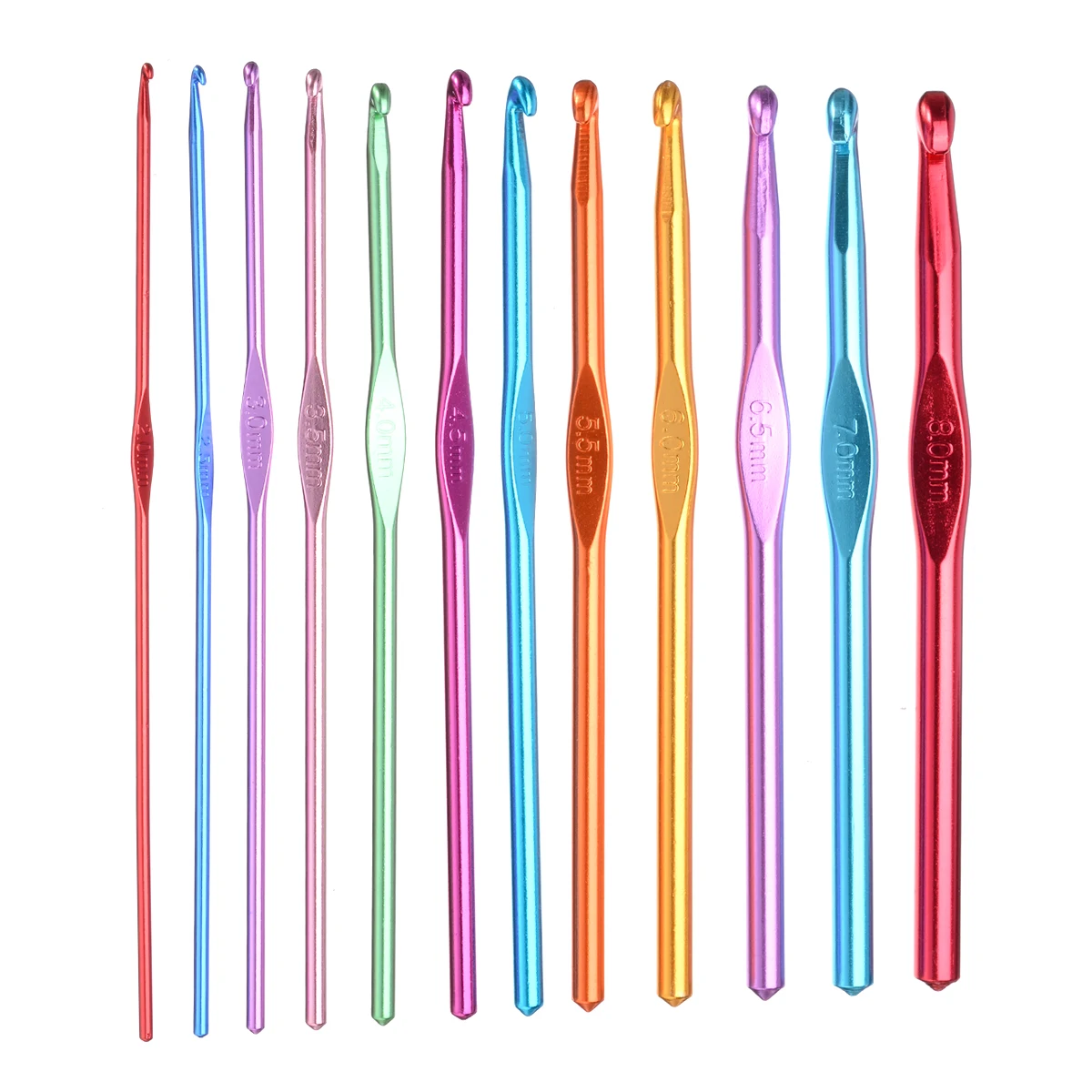 14pcs/set New Aluminum Crochet Needles Multi Color Crochet Hooks Set for Weaving Knitting Sewing Yarn Sweaters Scarfs Tools 15cm