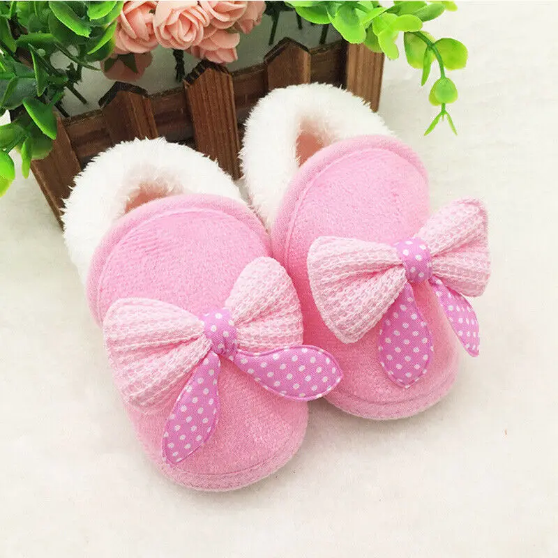 Newborn Baby Girl Boys Shoes Bow Cotton Shoes Snowfield Winter Warm Toddler Infant Warm Crib