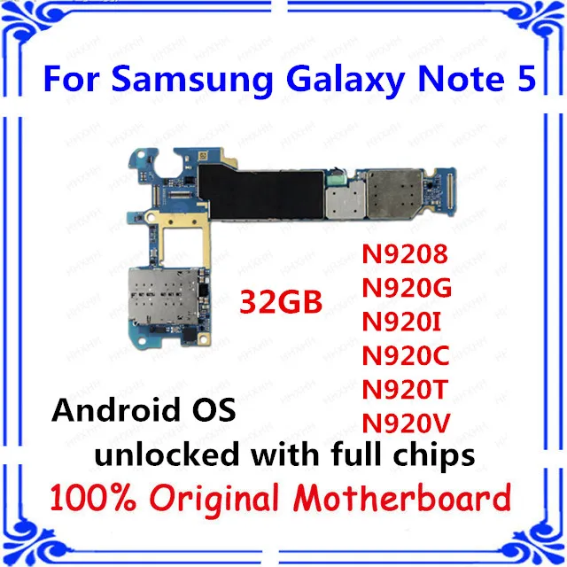 Оригинальная материнская плата MB разблокирована для samsung note 5 N9208 N920G N920I N920C N920T N920V Android карта 32 Гб панель с чипом плата
