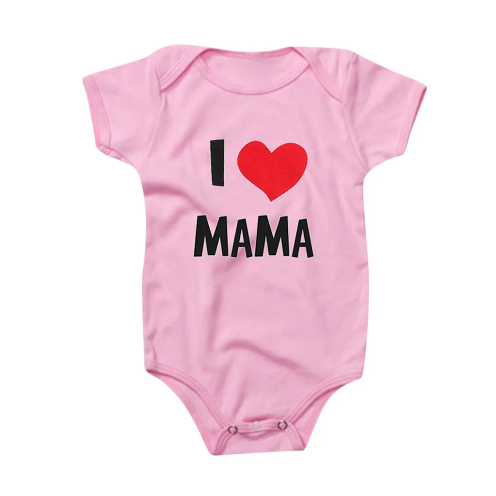 Летний комбинезон с короткими рукавами и принтом «I Love Mama» для новорожденных и маленьких мальчиков и девочек; комбинезон; одежда на День Святого Валентина; костюмы;# p4