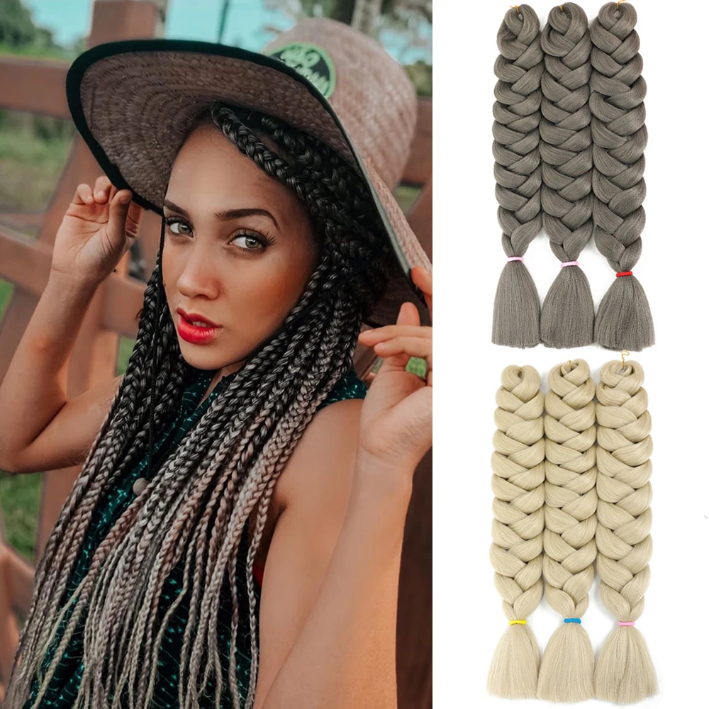 Vendedor Caliente Extensión de cabello sintético para uso diario a granel, trenzas largas Jumbo de baja temperatura de 82 "y 165g EN1OKzzdw