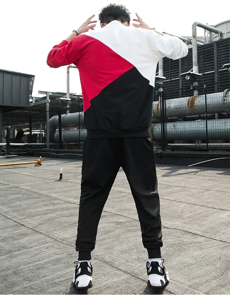 Новинка, стильный осенний комплект, мужской комплект с вырезом лодочкой, спортивный трендовый комплект, повседневный свободный Молодежный комплект из двух предметов