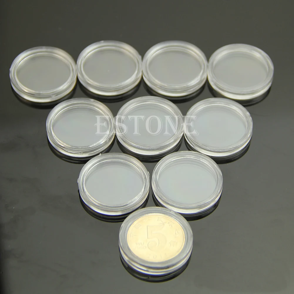 Новые 10 шт. 21 мм приложенные прозрачные круглые Чехлы для монет, капсулы для хранения, круглые пластиковые держатели