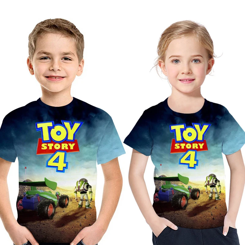 Toy Story/4 футболки, хлопковая футболка с короткими рукавами с принтом «древесный Базз Лайтер», детская одежда с рисунком для мальчиков и девочек