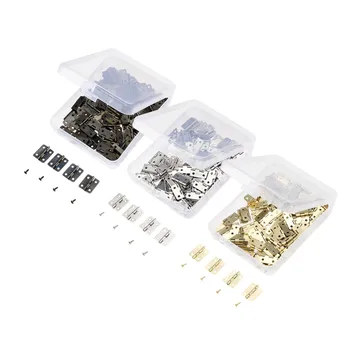 

100Pcs 18*16mm Iron Jewelry Wood Boxes Cabinet Door Furniture Hinges Set Mini Decorative Hinge with Storage Box & 400Pcs Screws