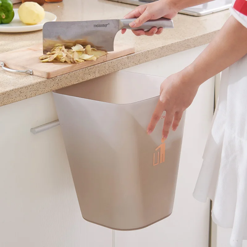 Garbage Can Household Kitchen Bathroom Bedroom Living Room Plastic Garbage Can Dull Polish Creative Office Wastepaper Basket Who
