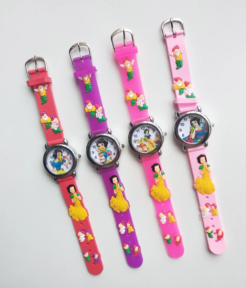 Good Quality Children Watch Silicone Colored Strap Princess Kids Watches Girls Birthday Gift Fashion Child Quartz Watch Clock