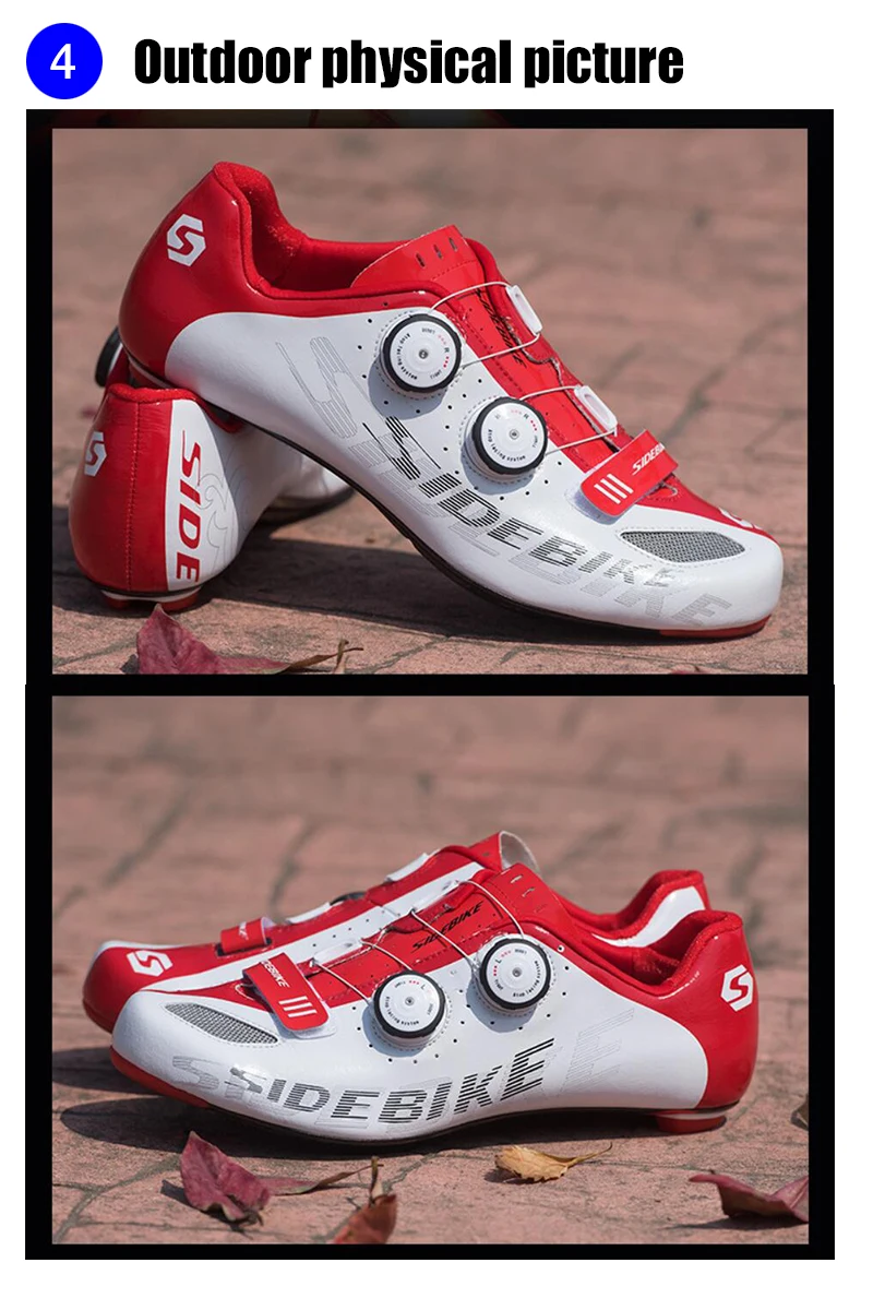 SIDEBIKE men carbon fiber cycling shoes add road bike pedals breathable self-locking ultra-light racing bicycle shoes