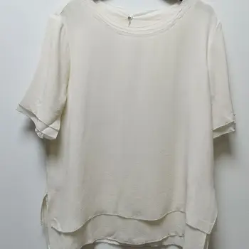 

New 100% silk mulberry silk silk georgette heavy crepe double layer design short sleeved shirt SMLXL