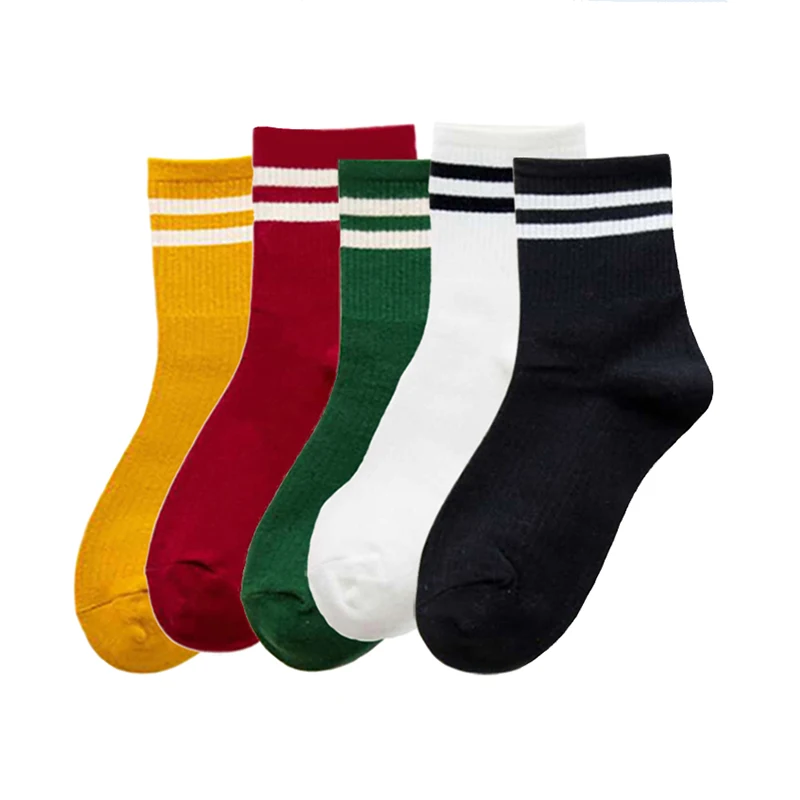 Women Socks Cotton Funny Cute Socks Girl Retro Socks Loose Striped Cartoon Animal Candy Colors Socks 5 pair/Set