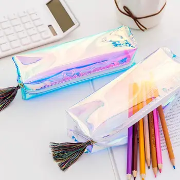 

Waterproof Laser Stationery Storage Bag School Supplies Large Capacity Bags Creative Cool Fashion Transparent Pen Pencil Holder
