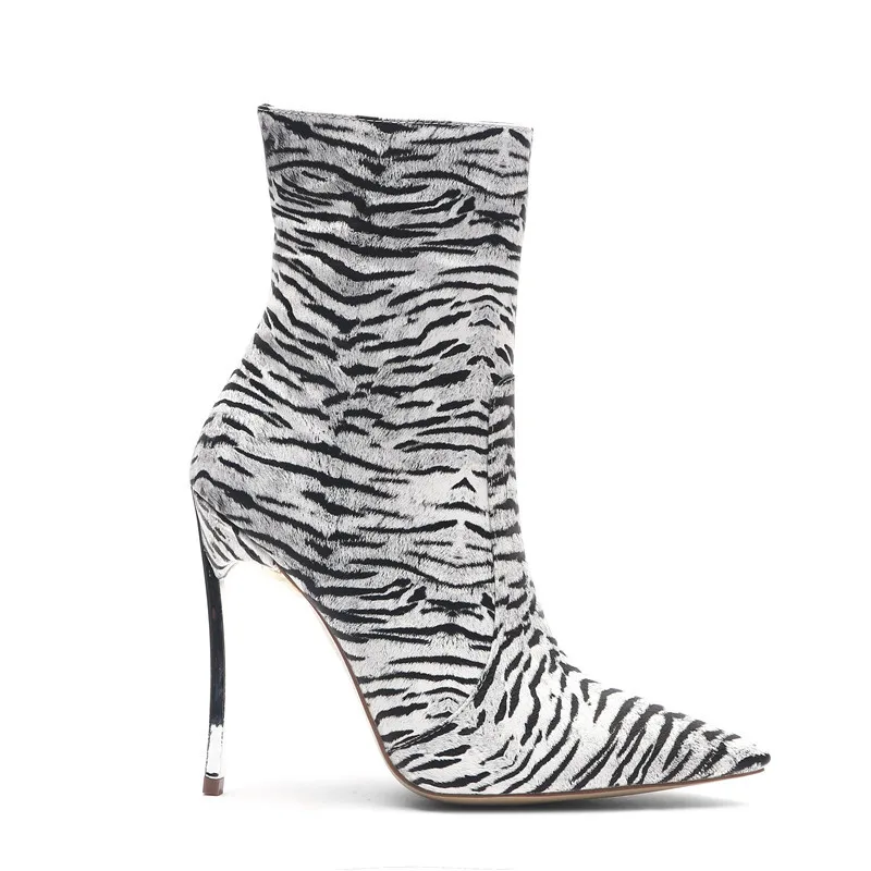KATELVADI Women Zip Boots Zebra Pattern Ankle Boots Thin Heel 12.5CM Fashion Pointed toe Ladies Sexy Party Boots K-554 KATELVADI Women Zip Boots Zebra Pattern Ankle Boots Thin Heel 12.5CM Fashion Pointed toe Ladies Sexy Party Boots K-554