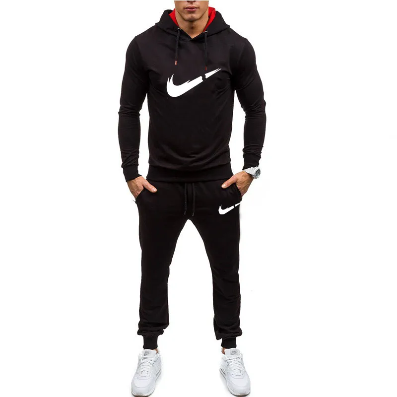 

2019 Hot Tracksuit men Sportswear Set Fleece Hoodie suit letter print Malechandal hombre Spring Autumn winter hoodie+Pants Set