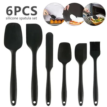 

6Pcs Baking Scraper Tool Brush Set Silicone Kitchenware Cream Spatula Mixing Batter Scraper Brush Butter Bakeware Kitchen Tools