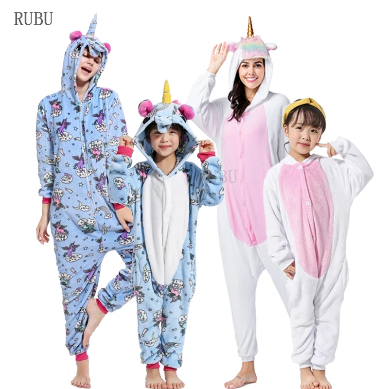 Winter Adult Kigurumi Pajamas Unicorn For Children Baby Girls Pyjamas Boys Sleepwear Animal Licorne Onesie Kids Costume Jumpsuit