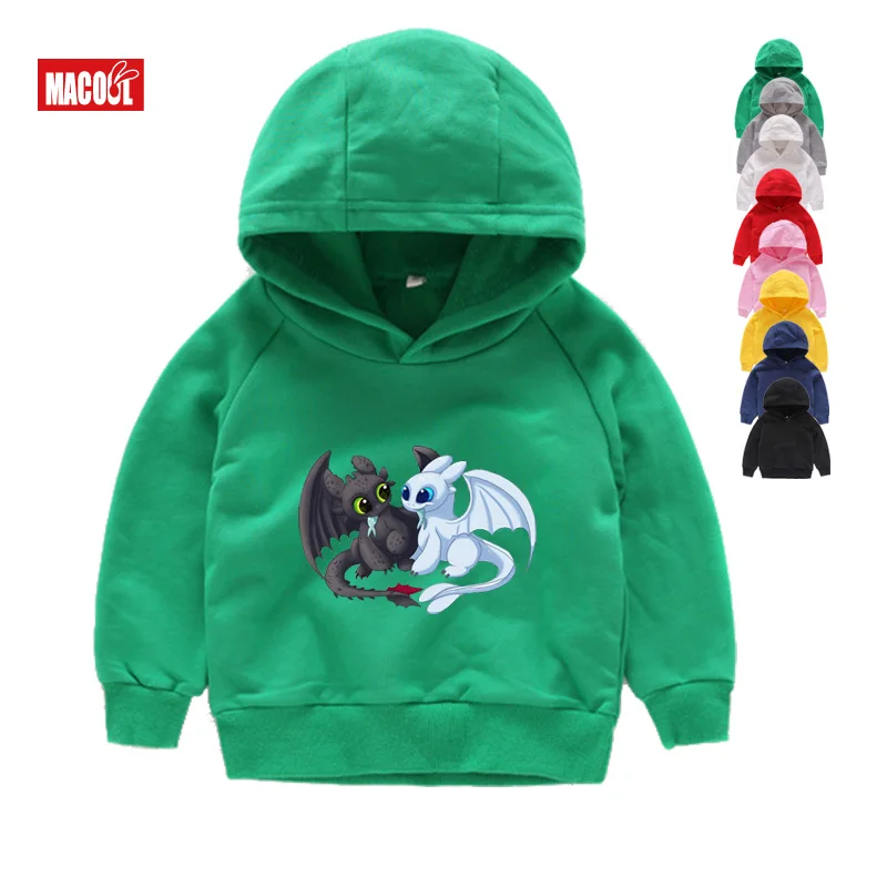 Hoodies green Детские зимние худи для мальчиков и девочек; толстовки с капюшоном; детские толстовки с капюшоном с принтом «Беззубик»; забавная повседневная одежда для малышей - Цвет: Hoodies green