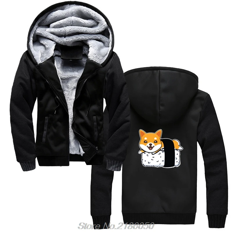 Новая модная брендовая одежда милые Шиба ину суши толстовки Doge Doggo Мужское пальто утепленная толстовка на молнии Harajuku уличная - Цвет: Black