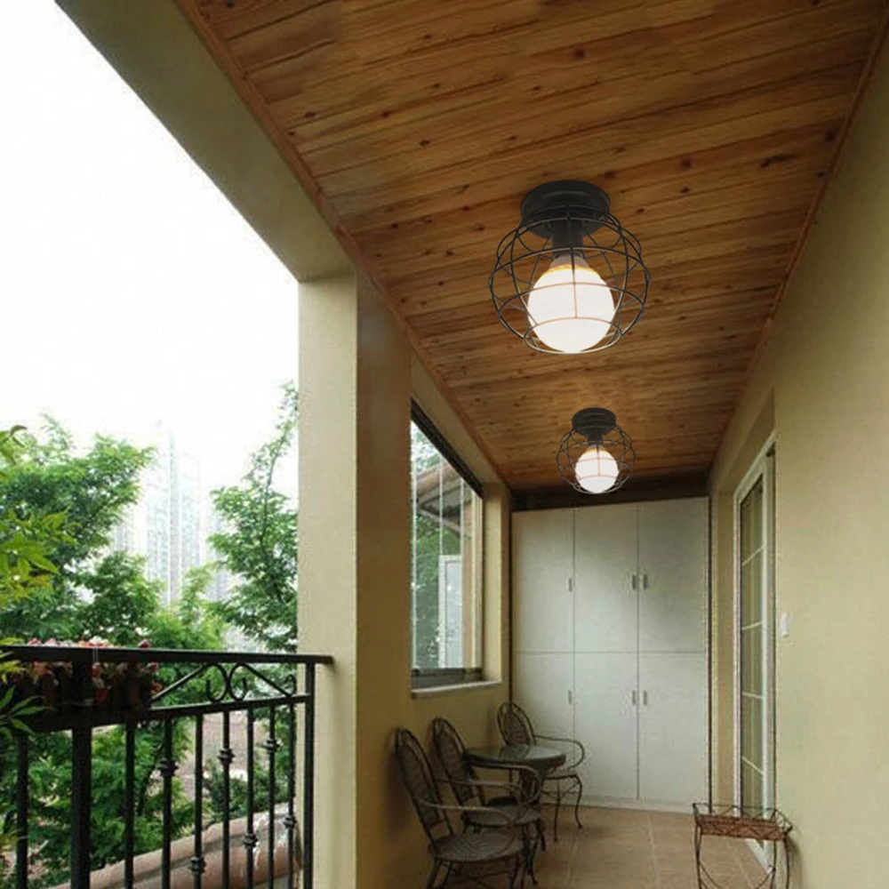 Vintage Ceiling Lamps Chande-lier 110 /220V Retro  Ceiling Light for Corridor Aisle Porch Balcony E27 Home Lights Cage Fixture