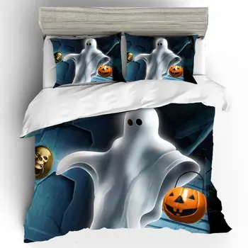 

Bed Linen Cotton King Size Duvet Cover Bedding Set Duvet Cover Halloween Pumpkin and Ghosts 3D Bedding Set Duvets and Linen Sets