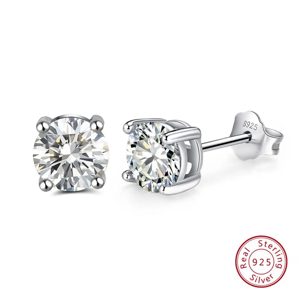 Diamond Effie queen 925 пробы серебряные серьги для женщин с красным фиолетовым прозрачный циркониевый Кристальный трендовые серьги-гвоздики ювелирные изделия подарок BE84-W - Цвет камня: Diamond