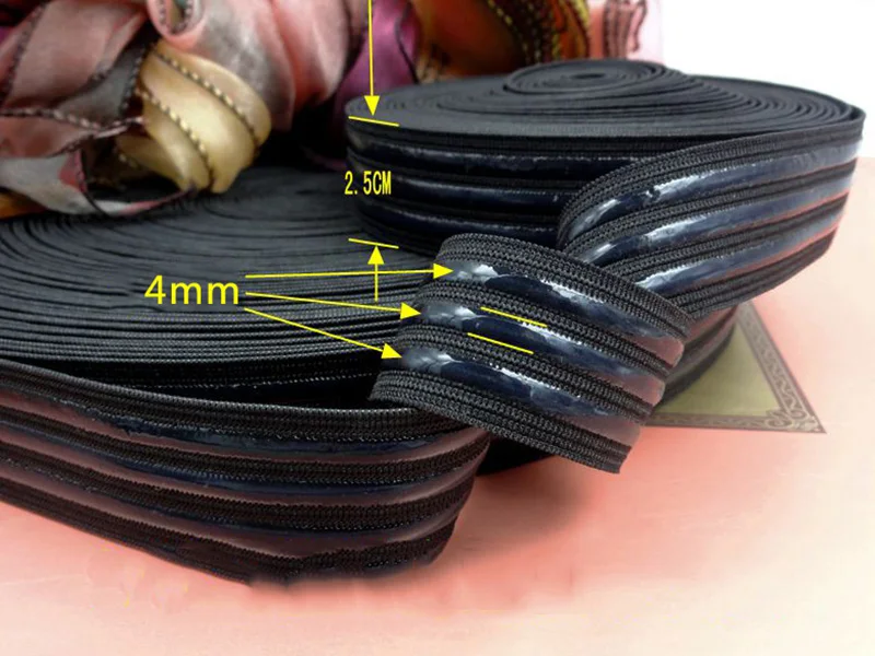 Black-25mm Meetee 5/10M 22/25 мм Non-slip Эластичная Лента силикагель спортивная одежда в полоску на весну и ремень DIY для одежды, аксессуары для шитья Материал EB029 - Цвет: Black-25mm