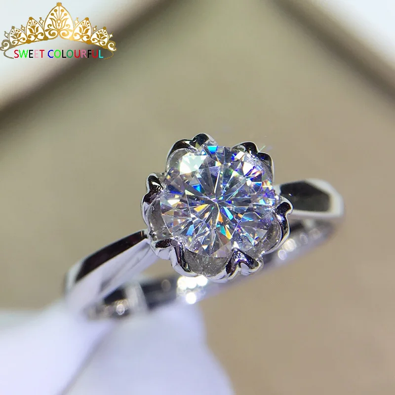 

9K Gold 1ct D color VVS1 Moissanite Diamond Ring Wedding ring With national certificate H1-12