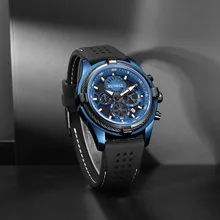 RUIMAS Reloj de pulsera deportivo para hombre, cronógrafo de cuarzo, resistente al agua, con espejo Hardlex, luminoso, con calendario