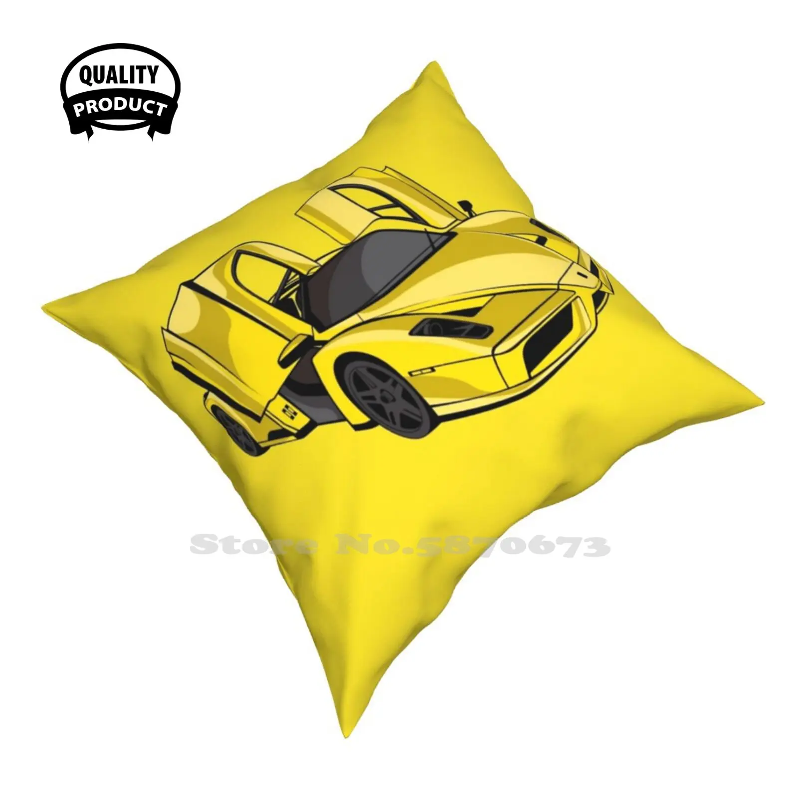 Ferr Yellow Pillow Cover Hug Federa Ferrarienzo Yellow Ferrari Hypercar Luxury