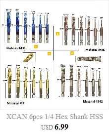 XCAN 5 шт. M3/M4/M5/M6/M8 HSS набор резьбовых насадок с нано-синим покрытием, прямая флейта, резьбовой кран, резьбовое отверстие, сверло, сверло