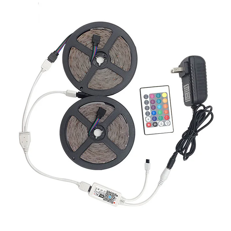 RGB Светодиодная лента светильник SMD 2835 5 м Водонепроницаемая RGB лента 12В лента Диодная Светодиодная лента s светильник Гибкая полоса лампа ИК wifi контроллер