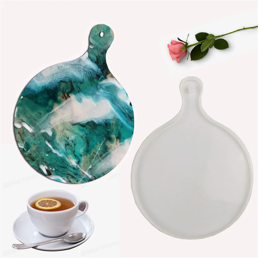 

Handmade Handle Tray Mold Crystal Epoxy Resin Mold Fruit Plate Coaster Japanese Dinner Plate Silicone Resin Fruit Plate Mould