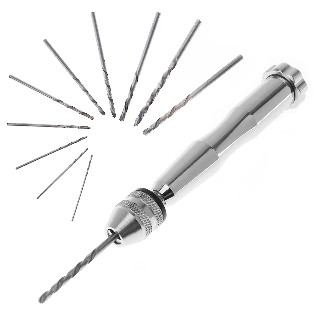 

Multifunction Semi-Automatic Spiral Hand Twist Drill with 10pcs Drill Bits Set for Wood Plastic DIY Drilling Tool